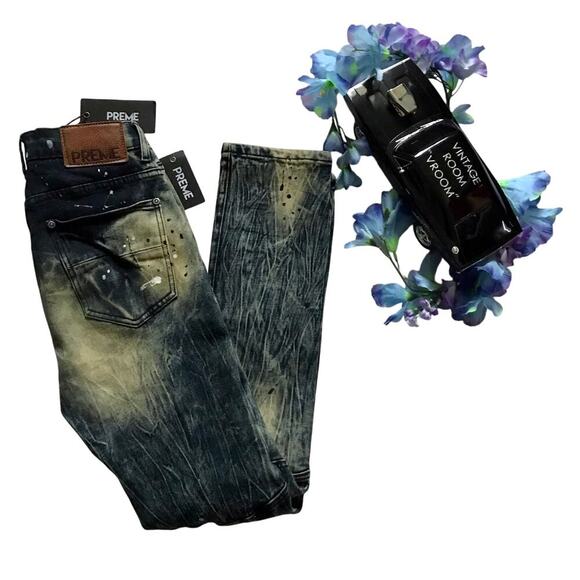 Preme NWT Distressed Stone wash Skinny Jeans Men W30 L32 *Pls See Description* - Picture 1 of 10